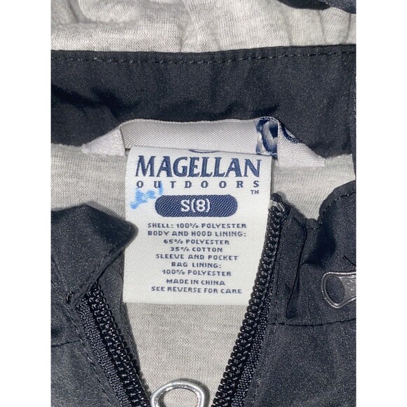 Magellan Windbreaker Rain Hoodie Jacket Youth 8 Full Zip Black with Zipper Lined - Picture 2 of 7